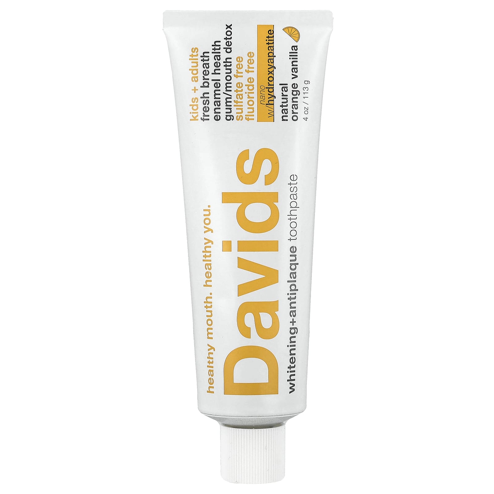 Kids + Adults Whitening + Antiplaque Toothpaste, Natural Orange
