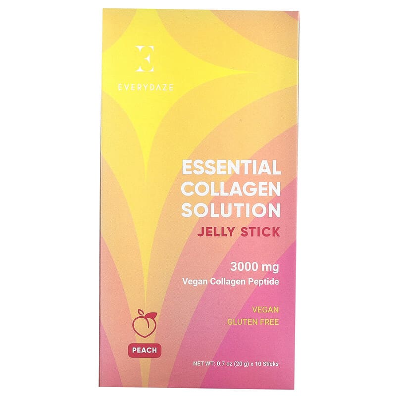 Essential Collagen Solution Jelly Stick, Peach, 3,000 mg, 10 Sticks, 0.7 oz  (20 g) Each