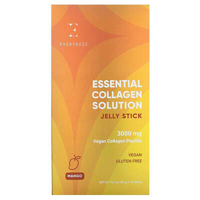Everydaze, Essential Collagen Solution Jelly Bars, Mango Flavor, 3000 mg, 10 Bars, 0.7 oz (20 g) Each
