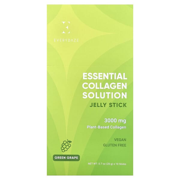 Essential Collagen Solution Jelly Stick, Green Grape, 10 Sticks, 0.7 oz (20 g) Each