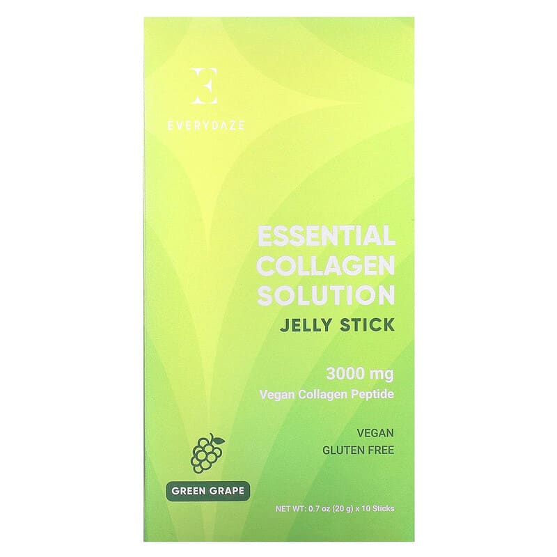 Essential Collagen Solution Jelly Stick, Green Grape, 3,000 mg, 10