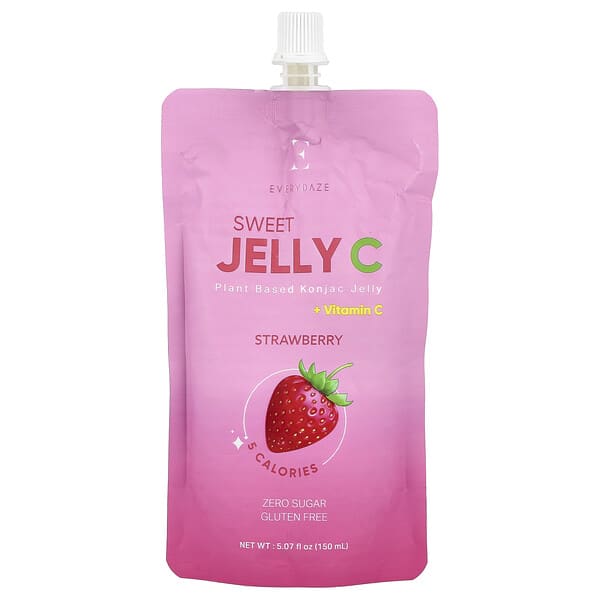 Sweet Jelly C, Plant Based Konjac Jelly, Strawberry, 5.07 fl oz (150 ml)