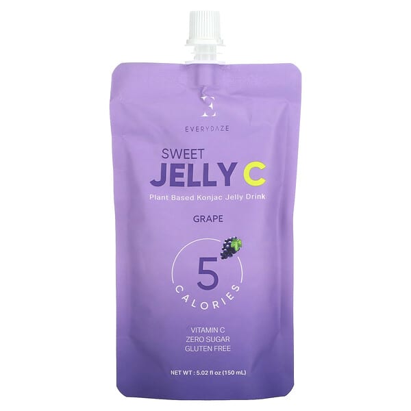 Everydaze, Sweet Jelly C, Plant Based Konjac Jelly Drink, Grape, 5.02 ...