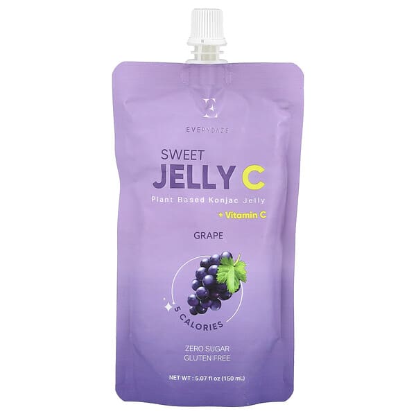 Sweet Jelly C, Plant Based Konjac Jelly, Grape, 5.07 fl oz (150 ml)