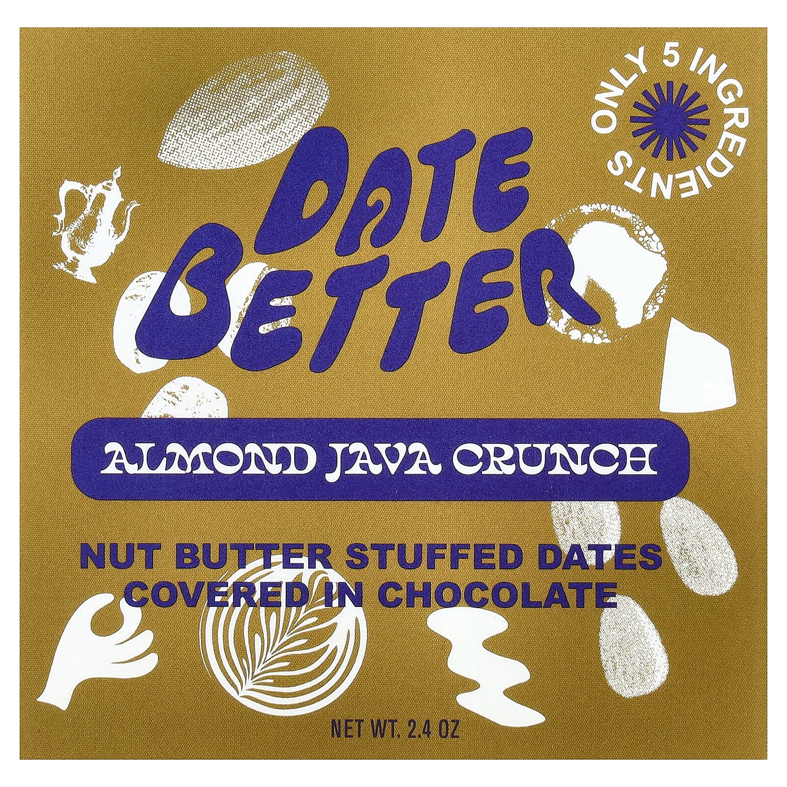 Date Better Snacks, финики, хрустящая миндаль, 2,4 унции