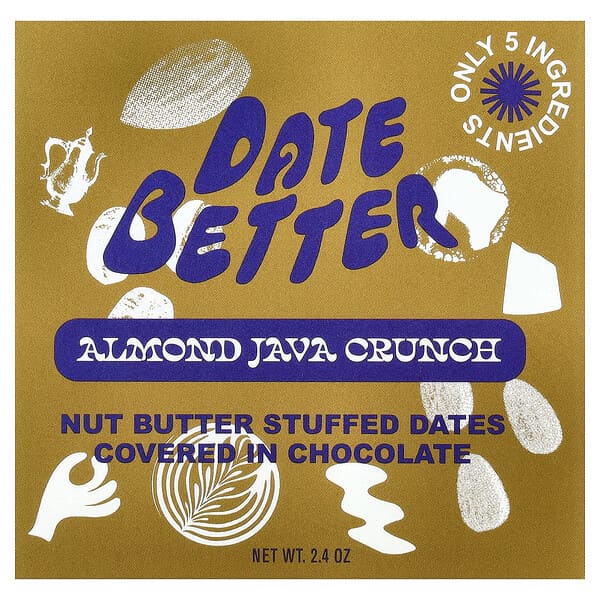 Date Better Snacks, фініки, хрусткий мигдаль і ява, 2,4 унції