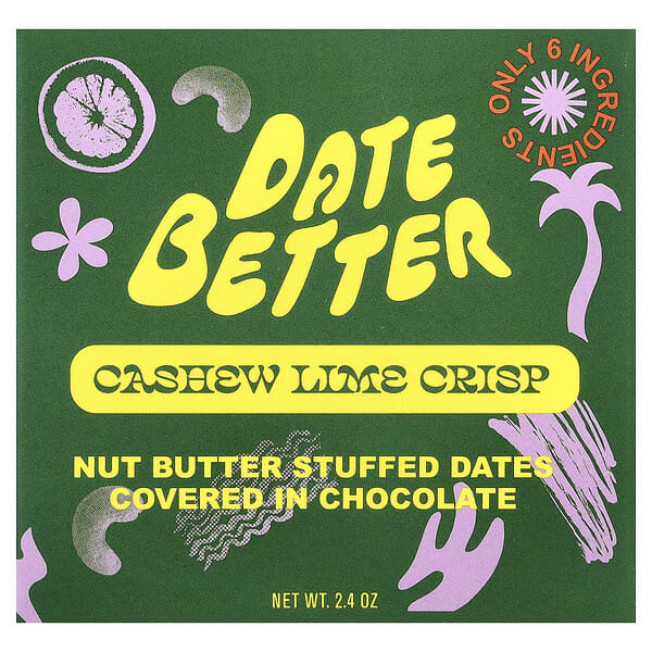 Date Better Snacks, Dátiles, Castañas de cajú y lima crujientes, 2,4 oz