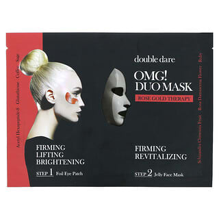 Double Dare, OMG! Duo Beauty Mask ، مجموعة العلاج بالذهب الوردي ، من قطعتين