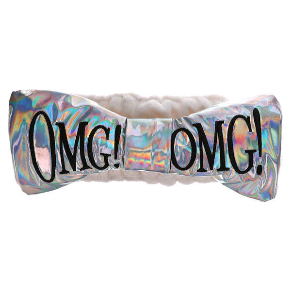 Double Dare, OMG!: ¡cielos! Mega banda reversible para el cabello, Felpa blanca y platino arcoíris, 1 pieza (Producto descontinuado) 