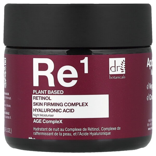 Dr. Botanicals, Re1, 레티놀 복합체, 피부 탄력 복합체 및 히알루론산, 나이트 모이스처라이저, 60ml(2fl oz)