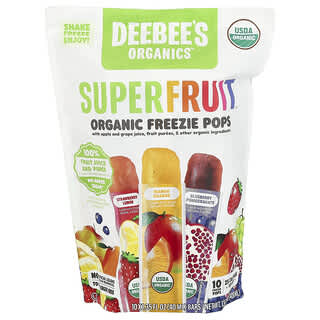 Deebee's Organic, Superfruta Congelada, Sabores Sortidos, 10 Barras, 40 ml (1,35 fl oz) Cada