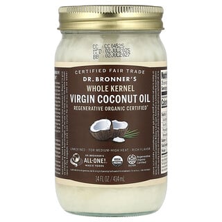 Dr. Bronner's, Aceite de coco virgen, Grano entero, 414 ml (14 oz. líq.)