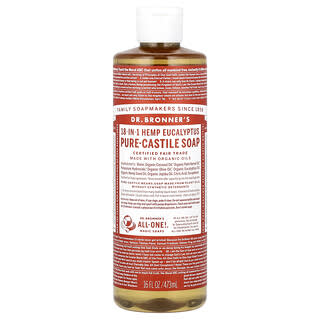 Dr. Bronner's, Sabonete de Cânhamo Puro de Castela 18 em 1, Eucalipto, 473 ml (16 fl oz)