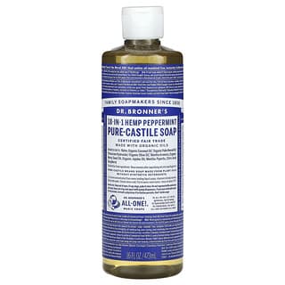 Dr. Bronner's‏, "סבון המפ Pure-Castile מכיל 18 ב-1, מנטה, 16 אונקיות נוזל (473 מ""ל)"