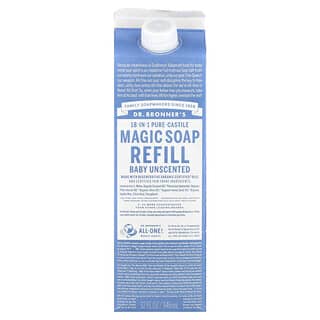 دكتور برونرز‏, 18-IN-1 Pure-Castile Magic Soap Baby Refill Unscented, 32 fl oz