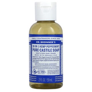 Dr. Bronner's, 18-in-1 Hemp Pure-Castile Soap, Peppermint, 2 fl oz (59 ml)