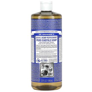 Dr. Bronner's, Czyste kastylijskie mydło konopne 18 w 1, mięta pieprzowa, 946 ml