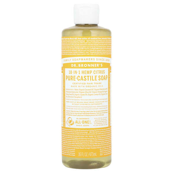 Dr. Bronner's, 18in1 Hemp, PureCastile Soap, Citrus, 16 fl oz ( 473 ml)