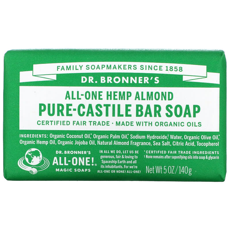 Pure Castile Bar Soap, All-One Hemp, Almond, 5 oz (140 g)