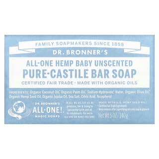 Dr. Bronner's, Чистое кастильское мыло, универсальное конопляное мыло, детское без запаха, 140 г (5 унций)
