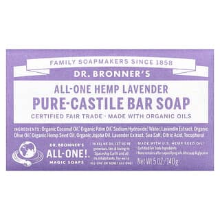 Dr. Bronner's, Чистое кастильское мыло, конопля, лаванда, 140 г (5 унций)