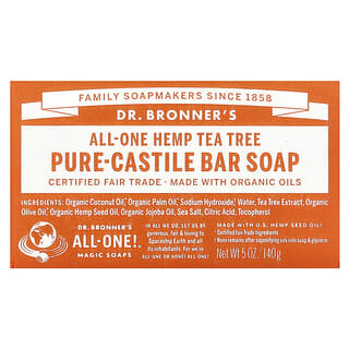 Dr. Bronner's, 純卡斯蒂利亞塊皂，多合一火麻茶樹香，5 盎司（140 克）
