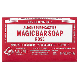 Dr. Bronner's, Czyste mydło w kostce, uniwersalne konopie, róża, 140 g
