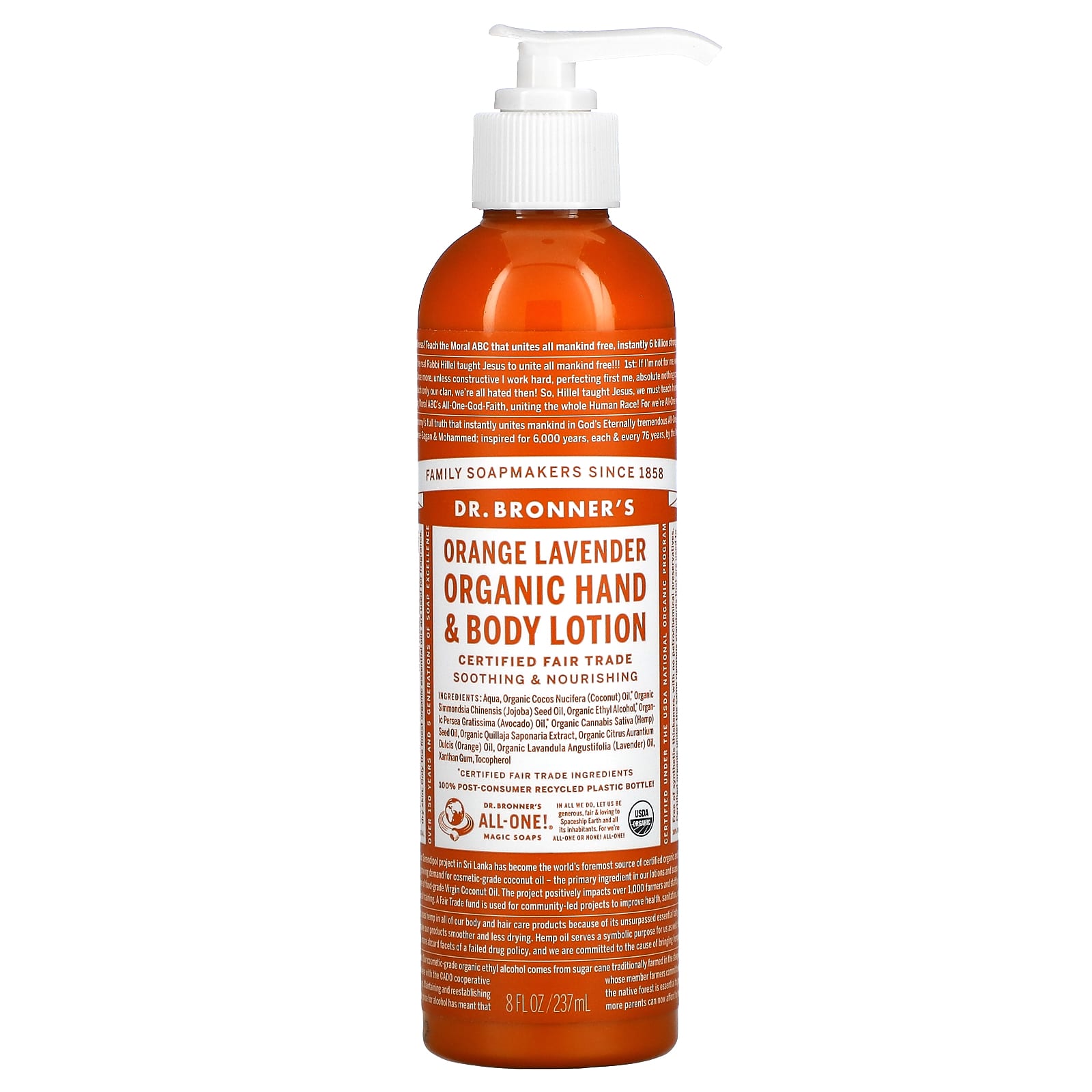 Dr. Bronner's, Organic Hand & Body Lotion, Orange Lavender, 8 fl oz
