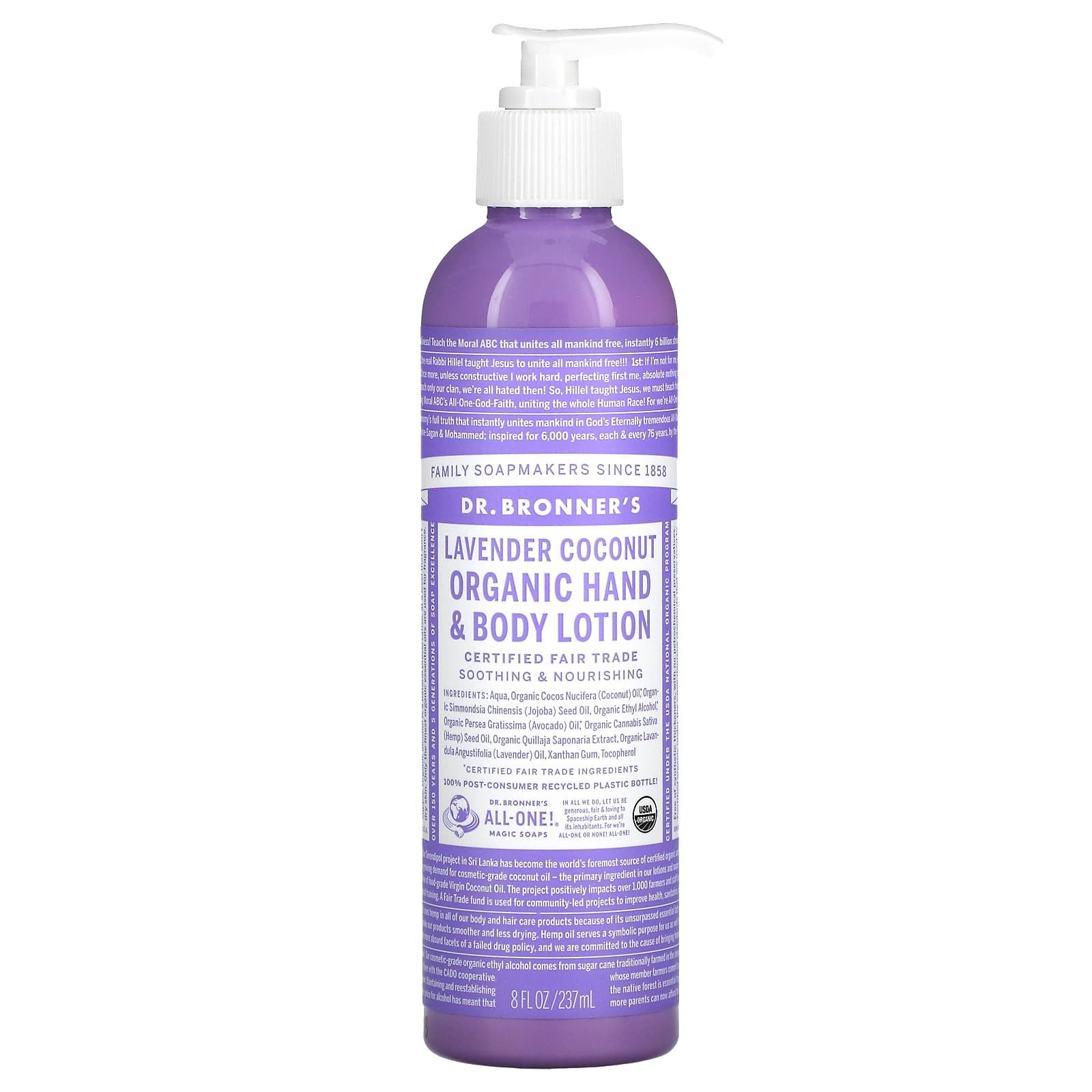 Dr. Bronner's, Organic Hand & Body Lotion, Lavender Coconut, 8 fl oz