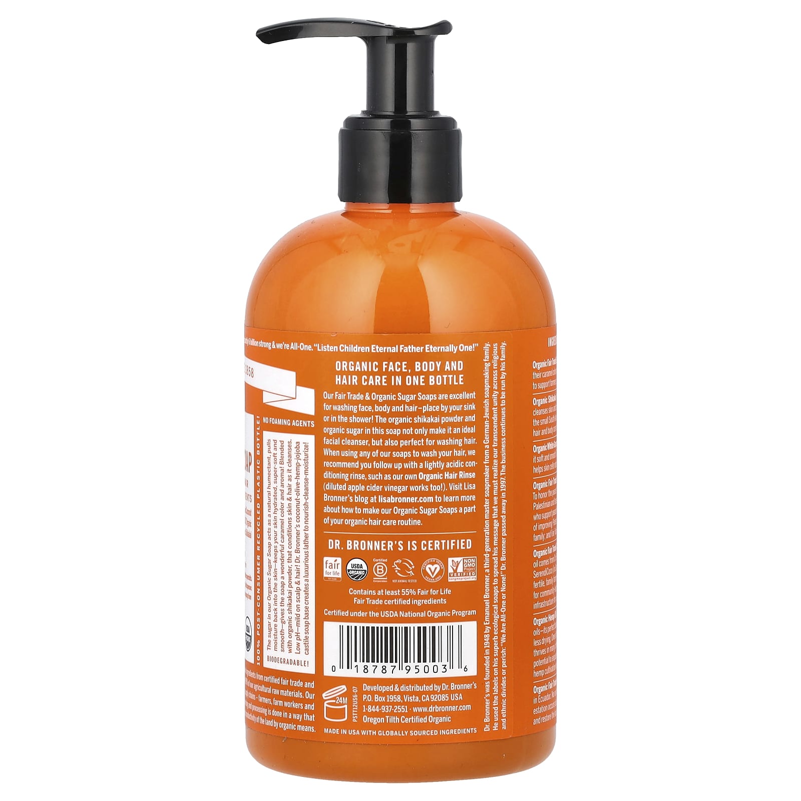 Dr. Bronner's, 4in1 Organic Sugar Soap, For Hands, Face, Body & Hair, Tea Tree , 12 fl oz (355 ml)