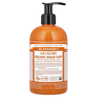 Dr. Bronner's, Organic Sugar Soap, For Hands, Face, Body & Hair, 4-In-1 Tea Tree, 12 fl oz (355 ml)