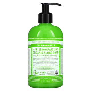 Dr. Bronner's, 4-in-1 Organic Sugar Soap, For Hands, Face, Body & Hair, Lemongrass Lime, 12 fl oz (355 ml)