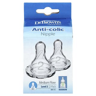 Dr. Brown's, Doğal Akış, Kolik Önleyici Emzikler, Seviye 2, 3+ Ay, 2 Paket