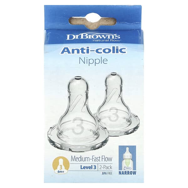 Dr. Brown's, 防脹氣奶嘴，6 個月以上，中高流量，2 個
