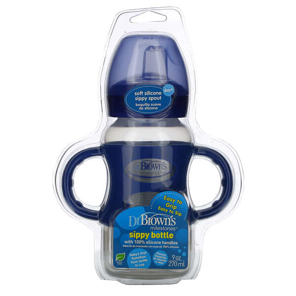 Dr. Brown's‏, Milestones, Sippy Bottle, 6M+, Blue, 9 oz (270 ml)