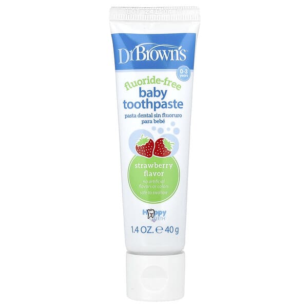 Dr. Brown's, Baby Toothpaste, Fluoride-Free, 0-3 Years, Strawberry, 1.4 oz (40 g)
