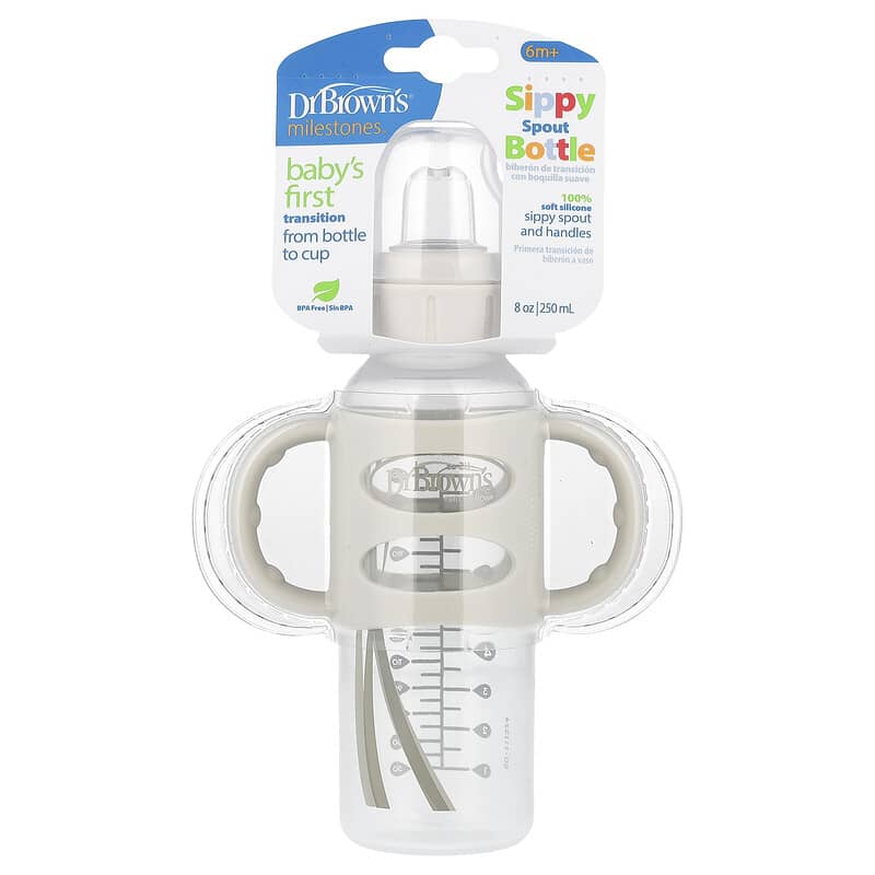 Sippy Spout Bottle, Months +, Gray oz (250 ml)