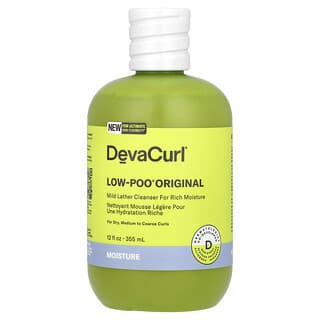 DevaCurl, Low-Poo Original, Limpiador suave en espuma para lograr una humectación intensa, Para rizos secos, medios a gruesos, 355 ml (12 oz. Líq.)