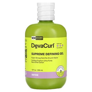DevaCurl, Supreme Defining Gel, Peinadora de fijación superfuerte y sin arrugas, 355 ml (12 oz. Líq.)