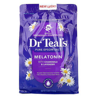 Dr. Teal's, 全瀉鹽，含精油混合物的褪黑荷爾蒙睡眠浸泡液，3 磅（1.36 千克）