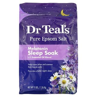 Dr. Teal's, Pure Epsom Salt, Suplemento para dormir con melatonina con mezcla de aceites esenciales, 1,36 kg (3 lb)