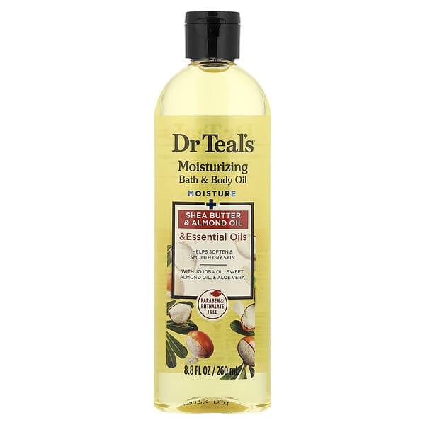 Dr. Teal's, 모이스처라이징 목욕 & 바디 오일, 시어버터 및 아몬드 오일, 260ml(8.8fl oz)
