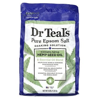 Dr. Teal's, Sal pura de Epsom, Solución de remojo, Aceite de semilla de cáñamo Cannabis sativa, 1,36 kg (3 lb)