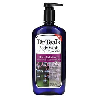 Dr. Teal's‏, "סבון רחצה עם מלח אפסום טהור, סמבוק שחור, 24 אונקיות נוזל (710 מ""ל)"
