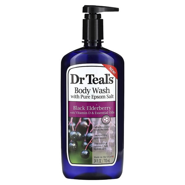Dr. Teal's, Body Wash With Pure Epsom Salt, Black Elderberry, 24 fl oz (710 ml)