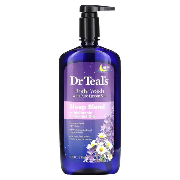 Dr. Teal's, 순수 엡솜 솔트 함유 바디 워시, 수면 혼합물, 710ml(24fl oz)