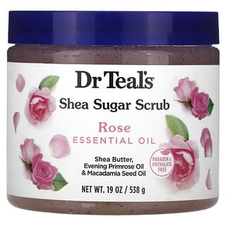 Dr. Teal's, Gommage au sucre de karité, Huile essentielle de rose, 538 g