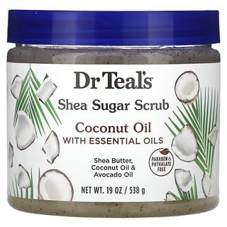 Dr. Teal's, сахарный скраб ши, кокосовое масло и эфирные масла, 538 г (19 унций)