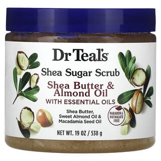 Dr. Teal's‏, פילינג סוכר שיאה, חמאת שיאה ושמן שקדים עם שמנים אתריים, 538 גרם (19 אונקיות)
