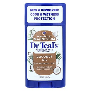 Dr. Teal's, Desodorante sin aluminio, Aceite de coco, 71 g (2,5 oz)